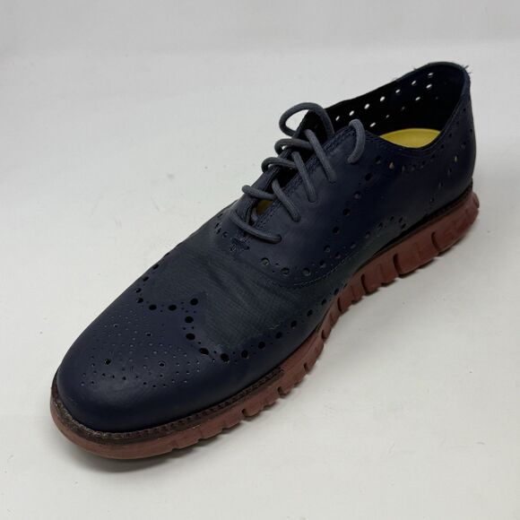Cole Haan ZeroGrand Remastered Shoes Mens 10 M Blue Leather Wingtip No Stitch - Picture 8 of 16